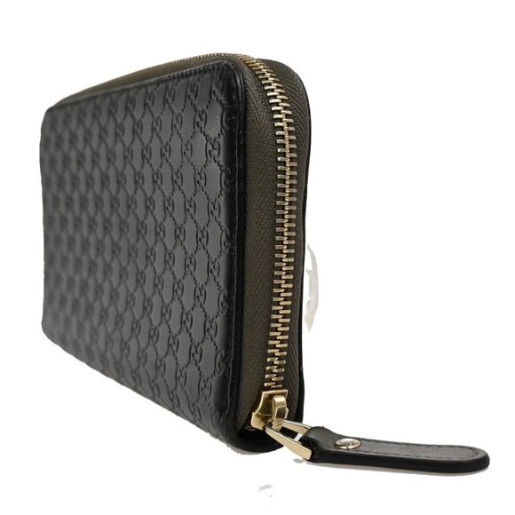 GUCCI Micro Guccissima GG Pattern Long Zipper Wallet Leather Black Gold 31KB287 - Picture 3 of 13